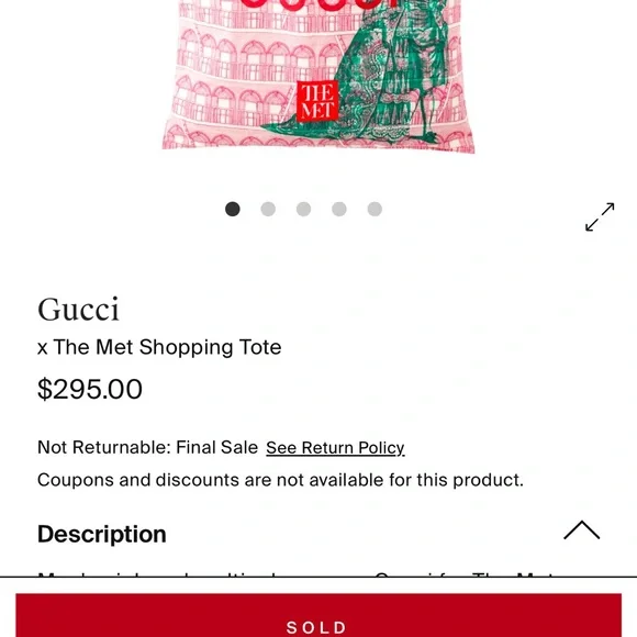 NEW Limited Edition Gucci “The Met” pink canvas Tote. - Picture 5 of 6